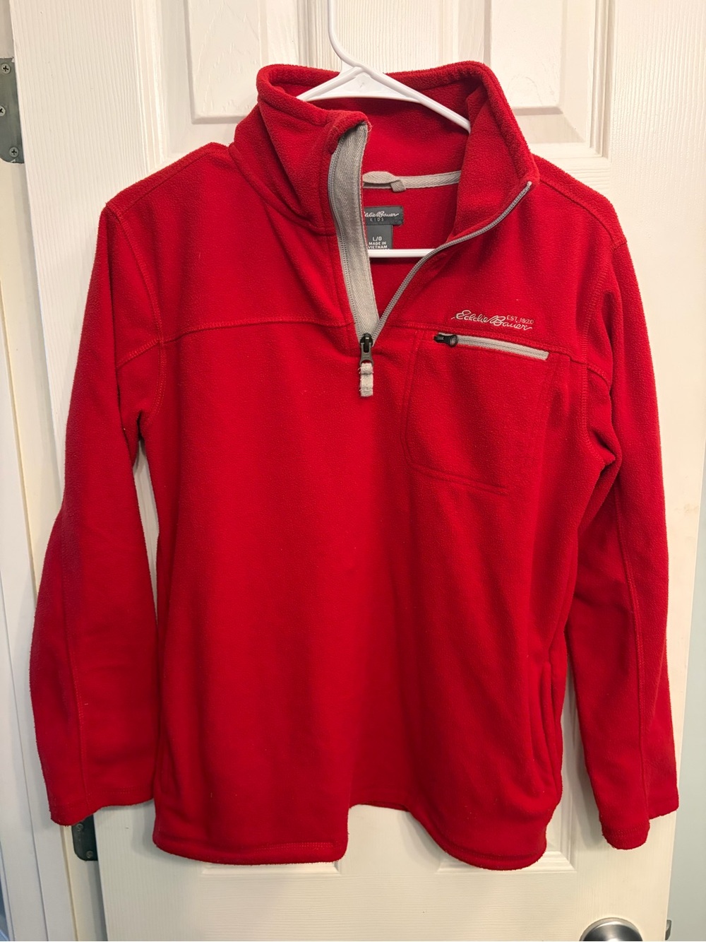 Eddie Bauer Kid’s Red Quarter-Zip Fleece Pullover